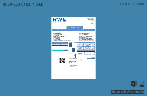 Beispiel einer Geschäftsrechnung von RWE (Slowenien) – Adressnachweis